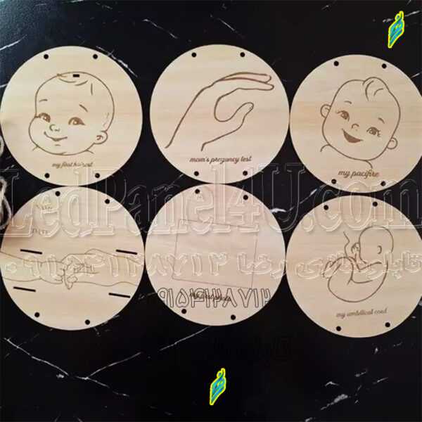 دیسک چوبی اولین های نوزاد- اولین سونو- اولین مو  و...کد 559 تابلو سازی رضا (پس کرایه) - Image 2