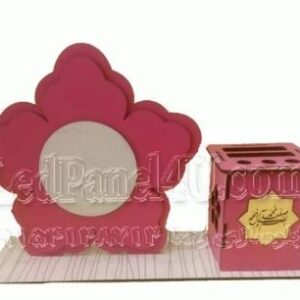 دانلود طرح آماده لیزر باکس یا جعبه یا استند تقسیم یا جامدادی جاقلمی و جا عکس طرح گل کد 2074
