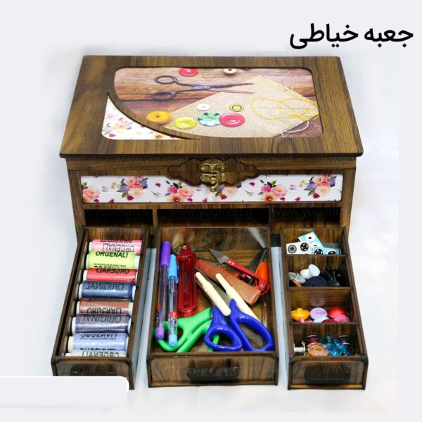 دانلود طرح آماده لیزر باکس یا جعبه خیاطی سه کشو کد 2034 - Image 5